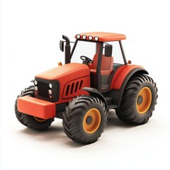 Obraz premium 3D icon cartoon tractor on a farm, isolated on a white background --quality 2