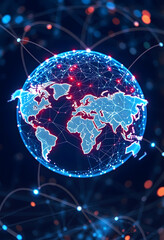 Data exchange and global network over the world 3D rendering, with white tones
