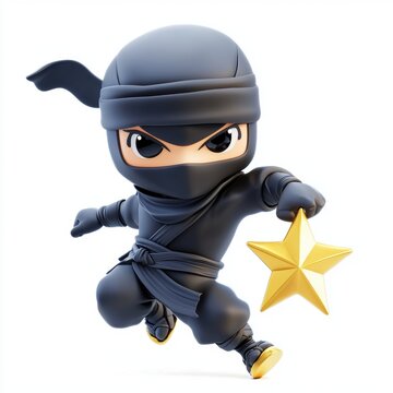 3D icon cartoon of a ninja throwing star, isolated on a white background --quality 2