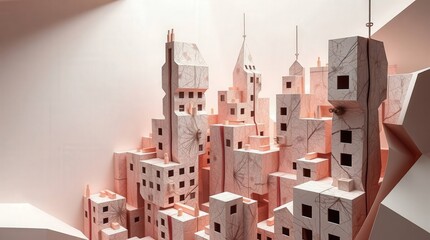 Abstract Architectural Model with Unique Design Elements and Textures