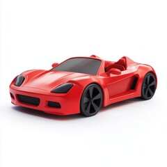 3D icon cartoon red sports car, isolated on a white background 