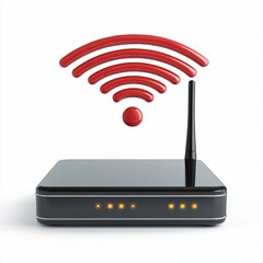 3D icon cartoon Wi-Fi symbol above a router, isolated on a white background --quality 2