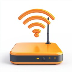 3D icon cartoon Wi-Fi symbol above a router, isolated on a white background --quality 2