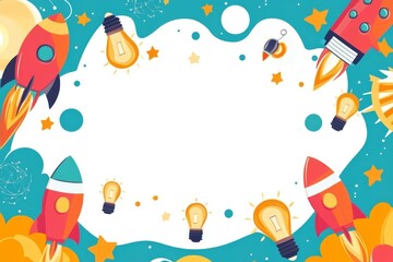 Fototapeta premium Bright Ideas Launch into the Cosmos: A Creative Blast-Off