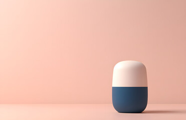 Minimalist Blue and White Capsule on Soft Peach Background