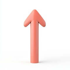 A simple, stylized upward arrow in a soft coral color, symbolizing direction, growth, or progress.