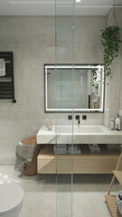 baño moderno de estilo mediterraneo boho 