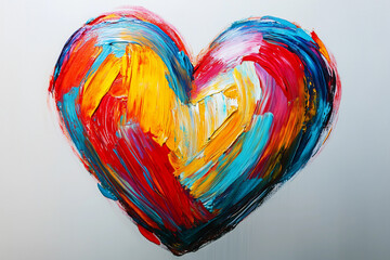 Vibrant abstract heart painting symbolizing love and passion in a colorful expression