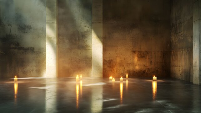 Serene Indoor Space with Flickering Candles Creating a Calm and Inviting Ambiance for Meditation