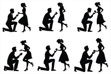 create a silhouette illustration of a man propose