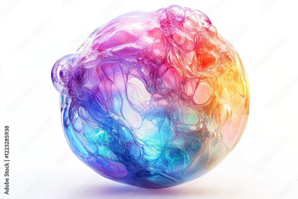 Poster colorful bubbles suspended in soft light create a whimsical and dreamy atmosphere during a bright an