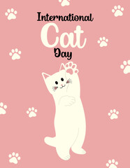 International cat day design template. adorable cat Illustration
