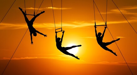 The concept of trust in his partner, with a duo circus show showing two trapeze artists doing a stunt act.
