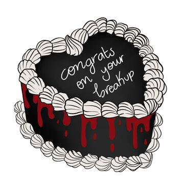 HEART SHAPED VICTORIAN POUND CAKE , FUNNY CAKE FOR DIVORCE PARTY 