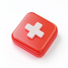 Fototapeta premium A red first aid kit featuring a prominent white cross symbol, representing health and emergency care.