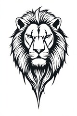 Fototapeta premium a black and white drawing of a lion's head