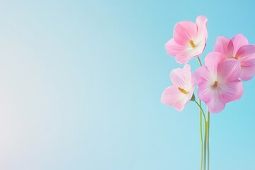 Obraz premium Minimalist Display Of Pink Flowers On Soft Blue