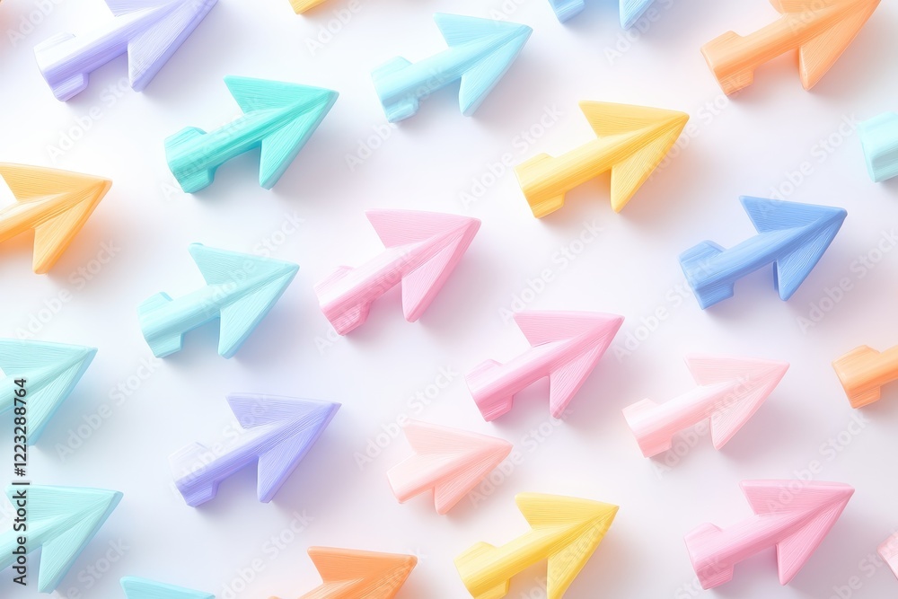 Aufkleber Colorful arrows arranged in a playful pattern on a white background, creating a vibrant and dynamic visual display for design inspiration