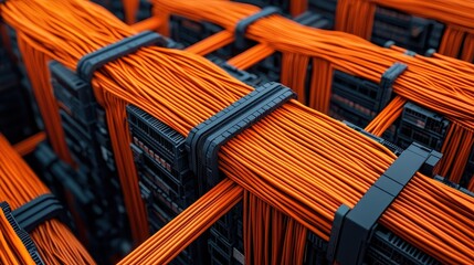 Orange Data Cables in Technology Network Setup