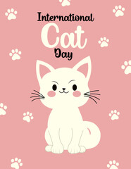 International cat day design template. adorable cat Illustration