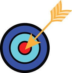 Target with Arrow Icon - Precision and Goal Achievement Design with Transparent Background