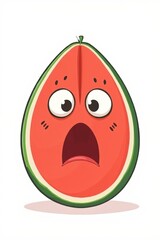 Obraz premium cartoon illustration of a watermelon with a shocked face
