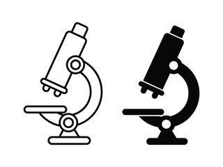 Microscope vector icon set.  Line and glyph microscope vector. Lab microscope set. Microscope icon vector for web,