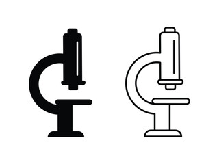 Microscope vector icon set.  Line and glyph microscope vector. Lab microscope set. Microscope icon vector for web,