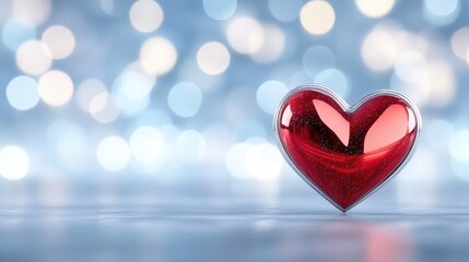 Fototapeta premium Elegant Heart On Textured Surface With Bokeh Effect