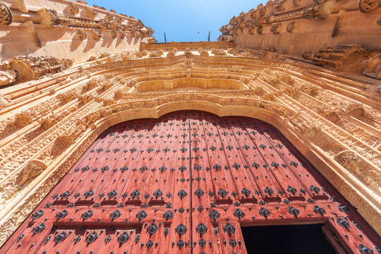 Ornate South Entrance of New Cathedral in Salamanca Spain