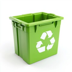 3D icon recyclable plastic container with eco symbol, isolated on a white background --quality 2