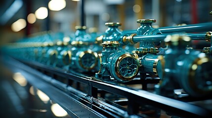 Fototapeta premium Manufacturing pipes with toxic chemical fumes, environment and air pollution HD 8K wallpaper Photographic Image