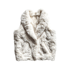 Faux Fur Vest in Icy White Isolated on Transparent Background