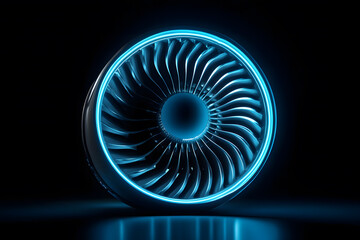 Close-Up of Airplane Jet Engine Illuminated at Night design