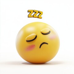 Fototapeta premium 3D icon cartoon sleepy emoji with Zzz above, isolated on a white background --quality 2