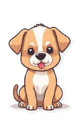 cartoon dog sitting on the ground with tongue sticking out