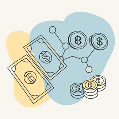 Cryptocurrency and Currency Finance Graphic in SVG