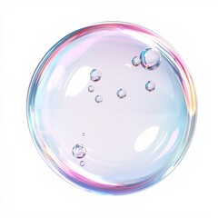 3D icon cartoon soap bubble popping with droplets flying outward, isolated on a white background --