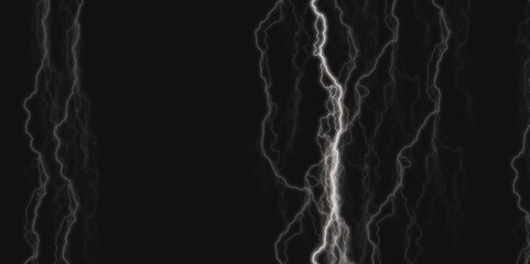 Thunder Stock Image In Black Background. Massive lightning bolt with branches isolated on black background.