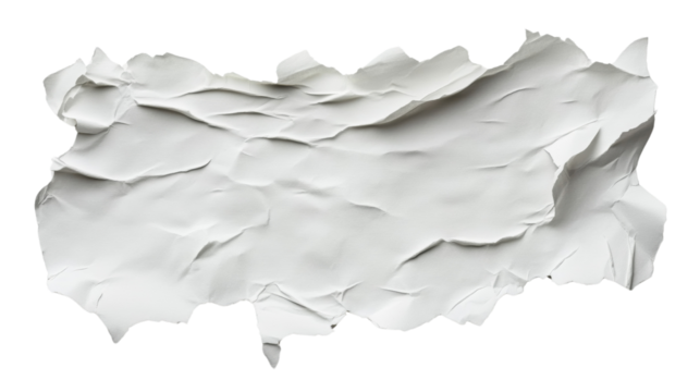 A close-up image shows a piece of crumpled white paper with a ragged edge against a black background.