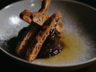 Dessert with toast