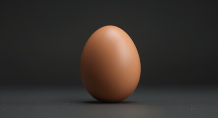 A Single Brown Chicken Egg on Black Background