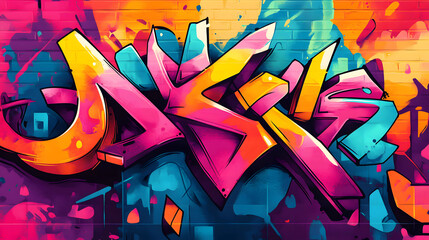 Colorful graffiti art strokes with retro style background