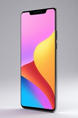 a close up of a smartphone with a curved screen on a gray background