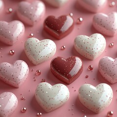 Obraz premium Valentine's day concept background. 3d hearts