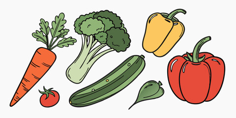 PNG Fresh colorful vegetables assortment, isolated element set, white background.