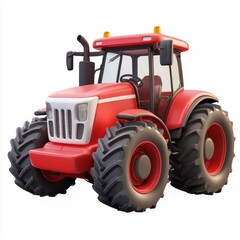 Obraz premium 3D icon cartoon tractor on a farm, isolated on a white background 