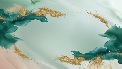 Lake green and ornate gold powder background