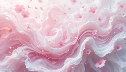 Obraz premium Pink Floral Swirls Softly Flowing Abstract Art
