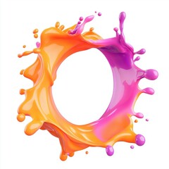 3D icon cartoon vibrant paint splash in mid-air, isolated on a white background 